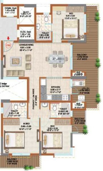  3 BHK Apartment at Ahad Serenity, Rayasandra – for Rent