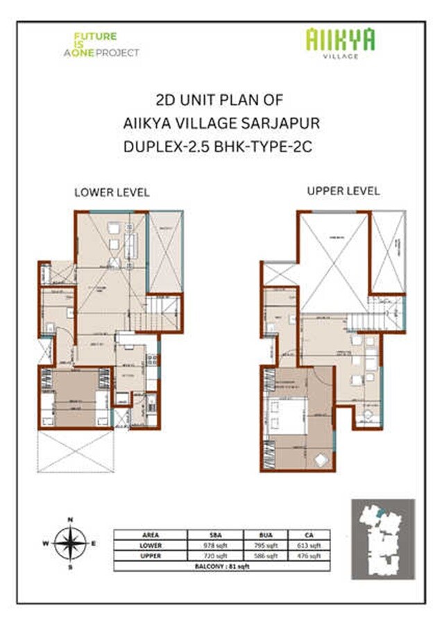 Floor plan of 2 BHK 1648 Sq. Ft. Apartment in Aiikya Village Sarjapur, Bangalore