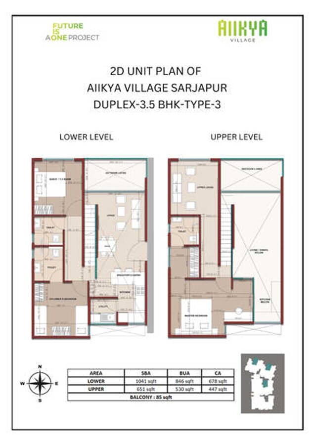 Floor plan of 3 BHK 1692 Sq. Ft. Apartment in Aiikya Village Sarjapur, Bangalore