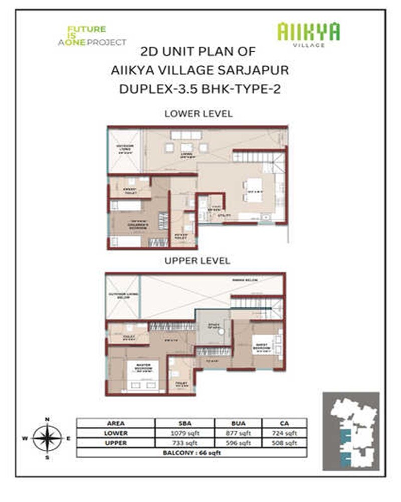 Floor plan of 3 BHK 1812 Sq. Ft. Apartment in Aiikya Village Sarjapur, Bangalore