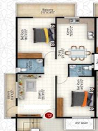 2 BHK 1100 Sq. Ft. Apartment