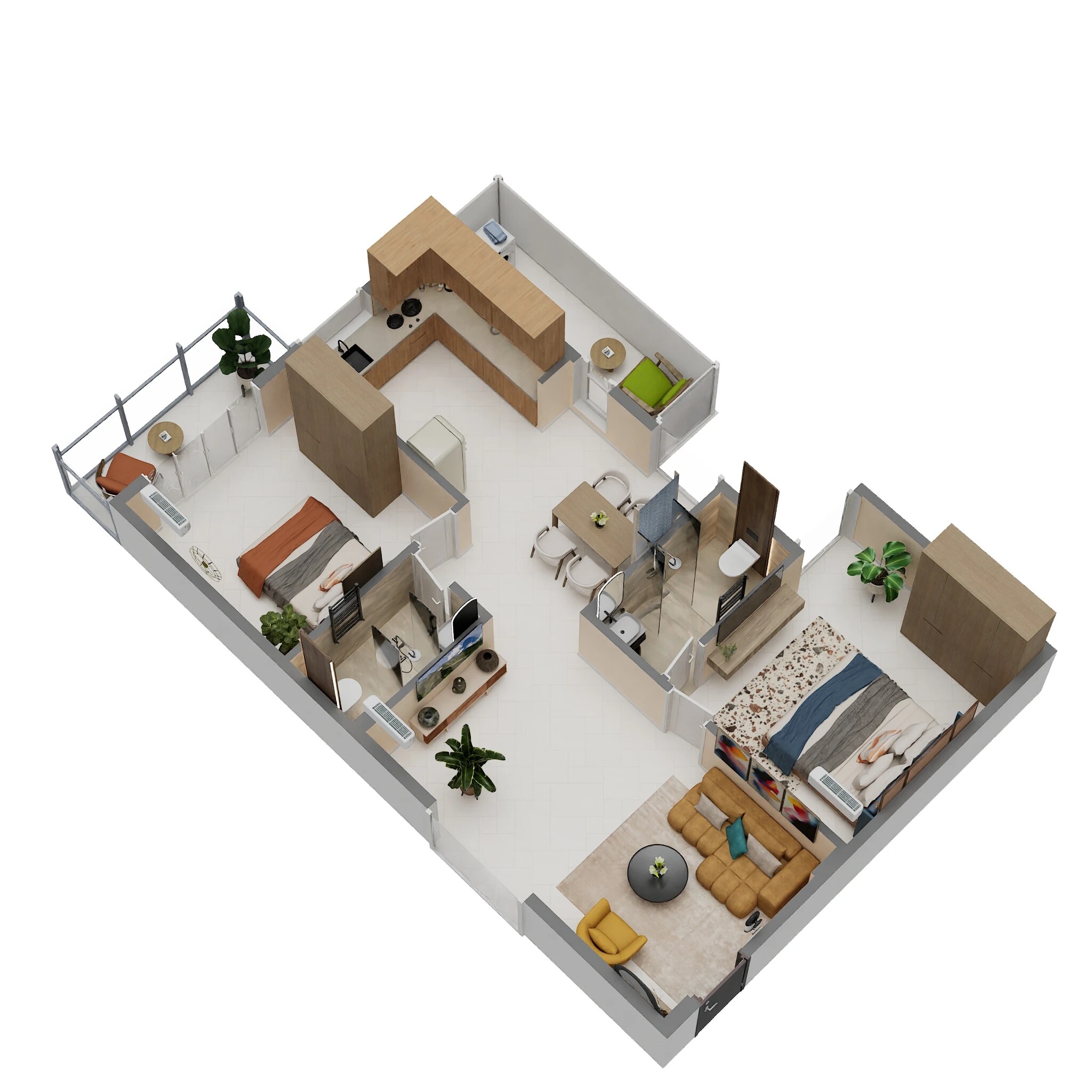 Floor plan of 2 BHK 1180 Sq. Ft. Apartment in Aishwarya Green Homes, Bangalore