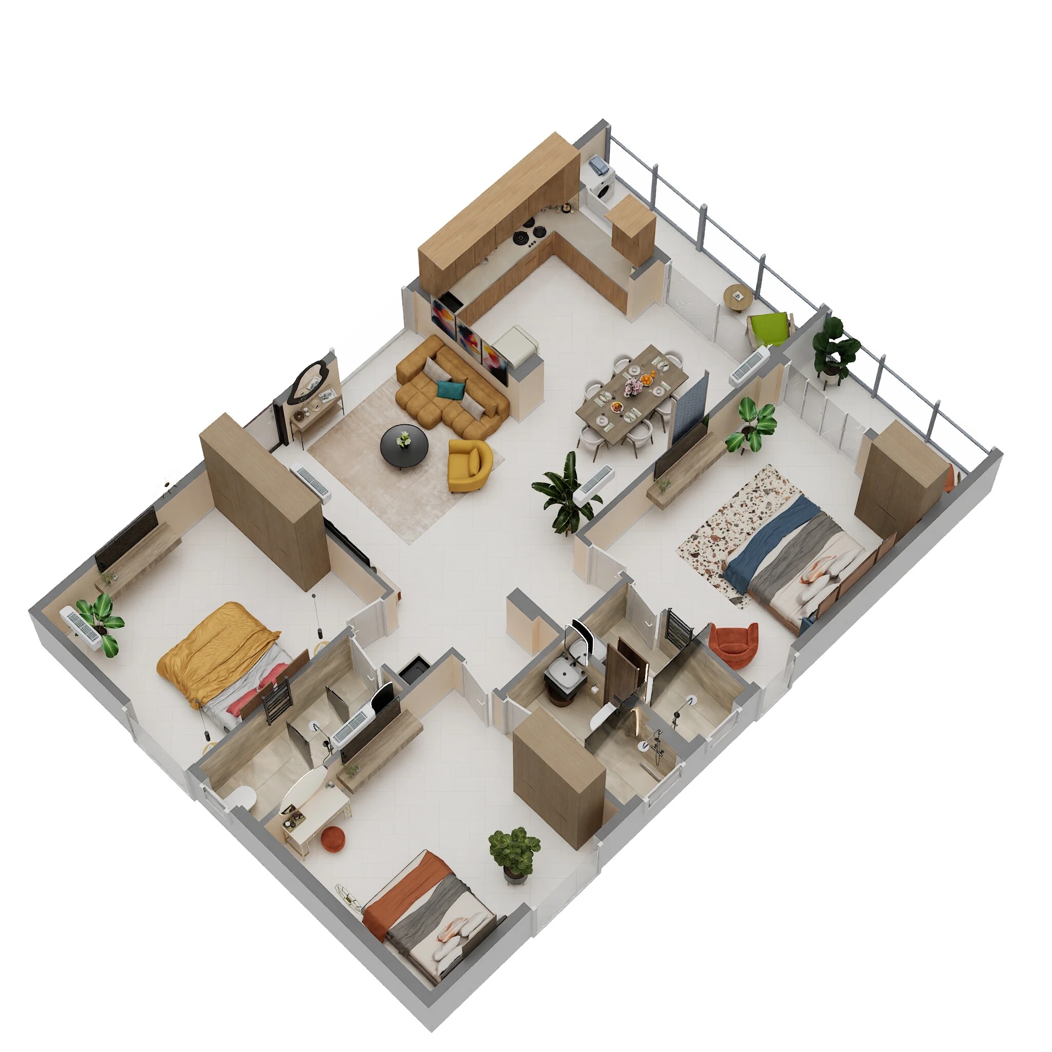 Floor plan of 3 BHK 1725 Sq. Ft. Apartment in Aishwarya Green Homes, Bangalore