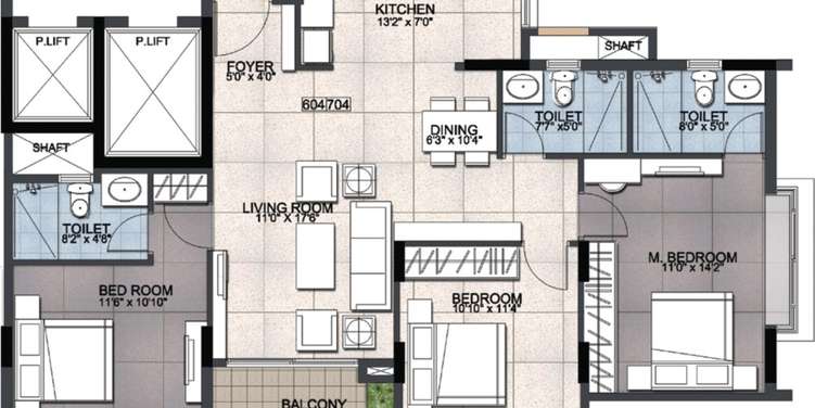 ajmera annex apartment 3 bhk 973sqft 20205202155250