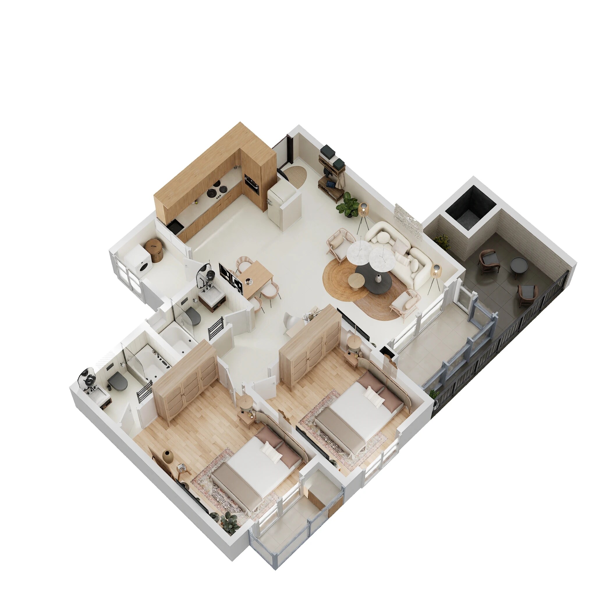 Floor plan of 2 BHK 1164 Sq. Ft. Apartment in Ajmera Florenza, Bangalore