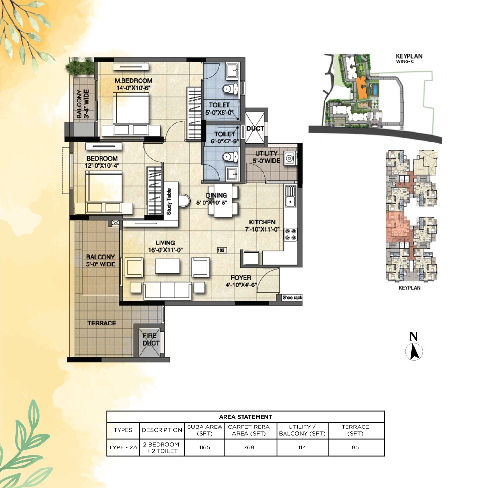 2 BHK 1164 Sq. Ft. Apartment in Ajmera Florenza