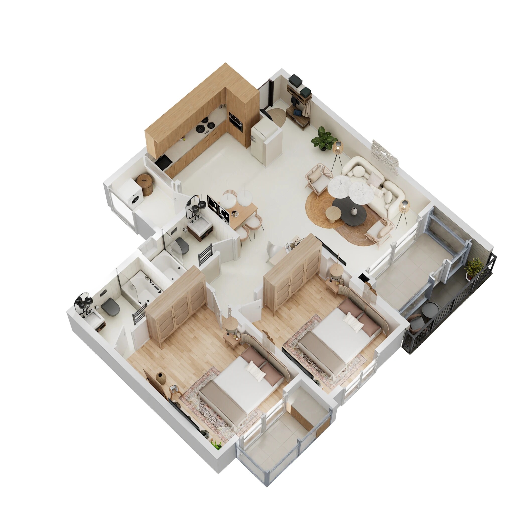 Floor plan of 2 BHK 1170 Sq. Ft. Apartment in Ajmera Florenza, Bangalore