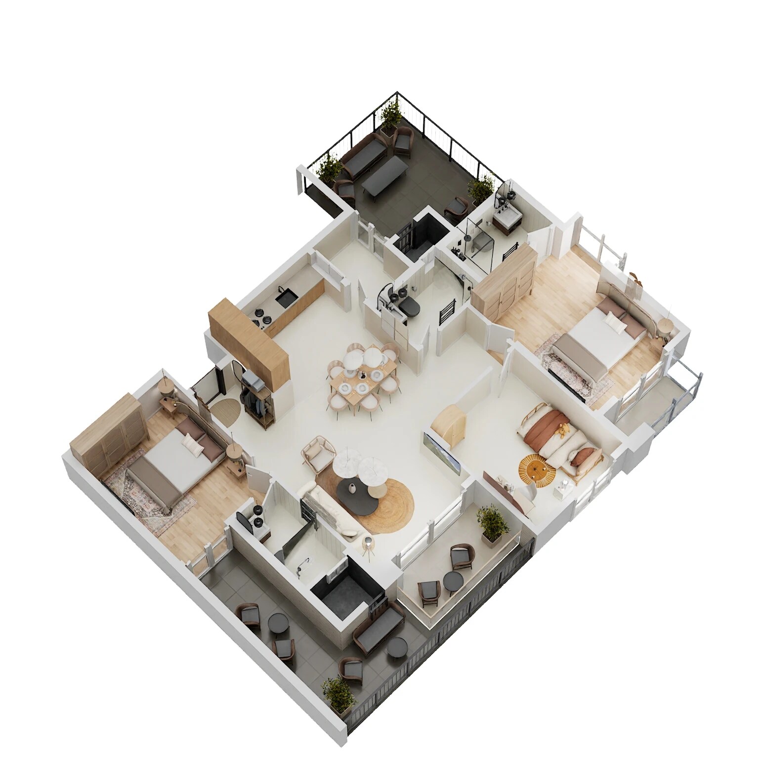 Floor plan of 3 BHK 1400 Sq. Ft. Apartment in Ajmera Florenza, Bangalore