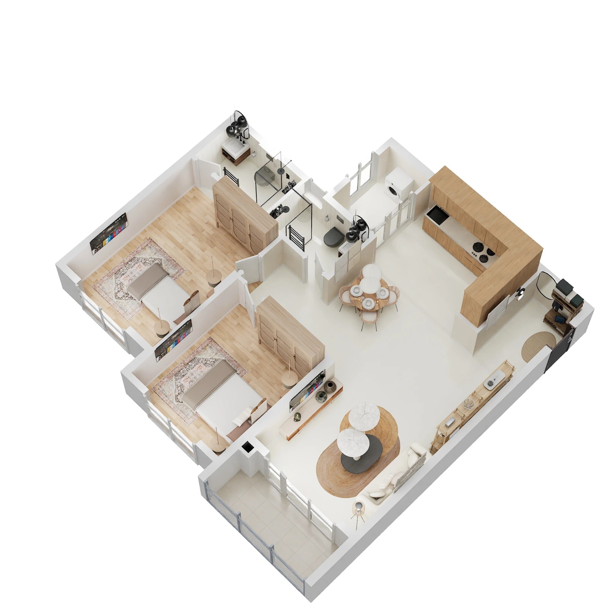 Floor plan of 2 BHK 1215 Sq. Ft. Apartment in Ajmera Iris, Bangalore