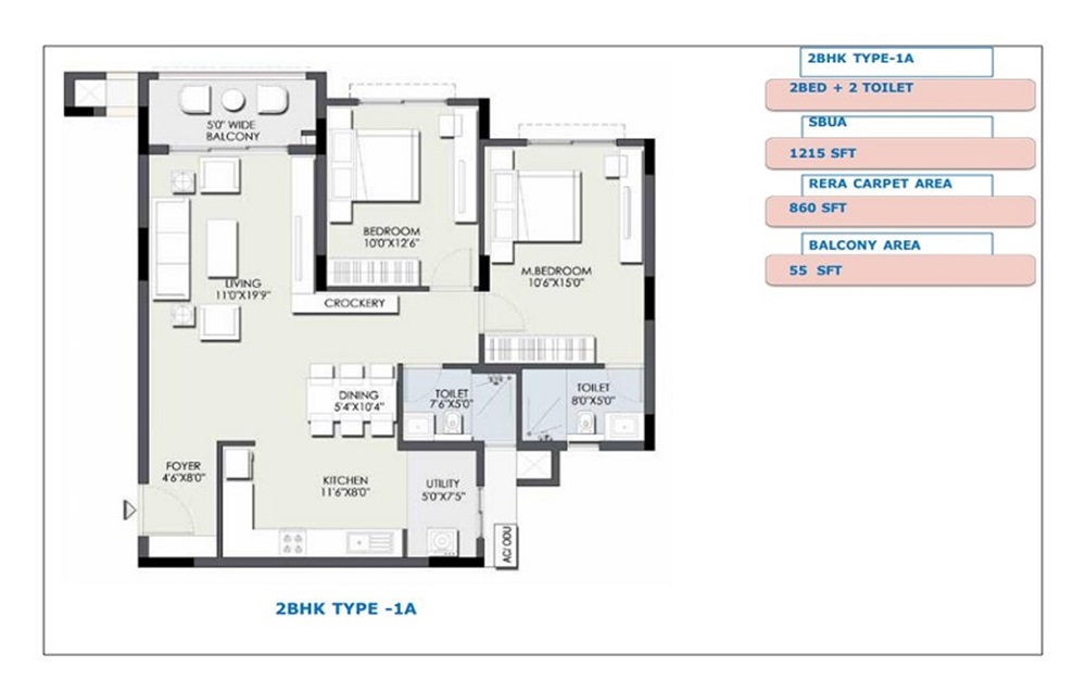 2 BHK 1215 Sq. Ft. Apartment in Ajmera Iris