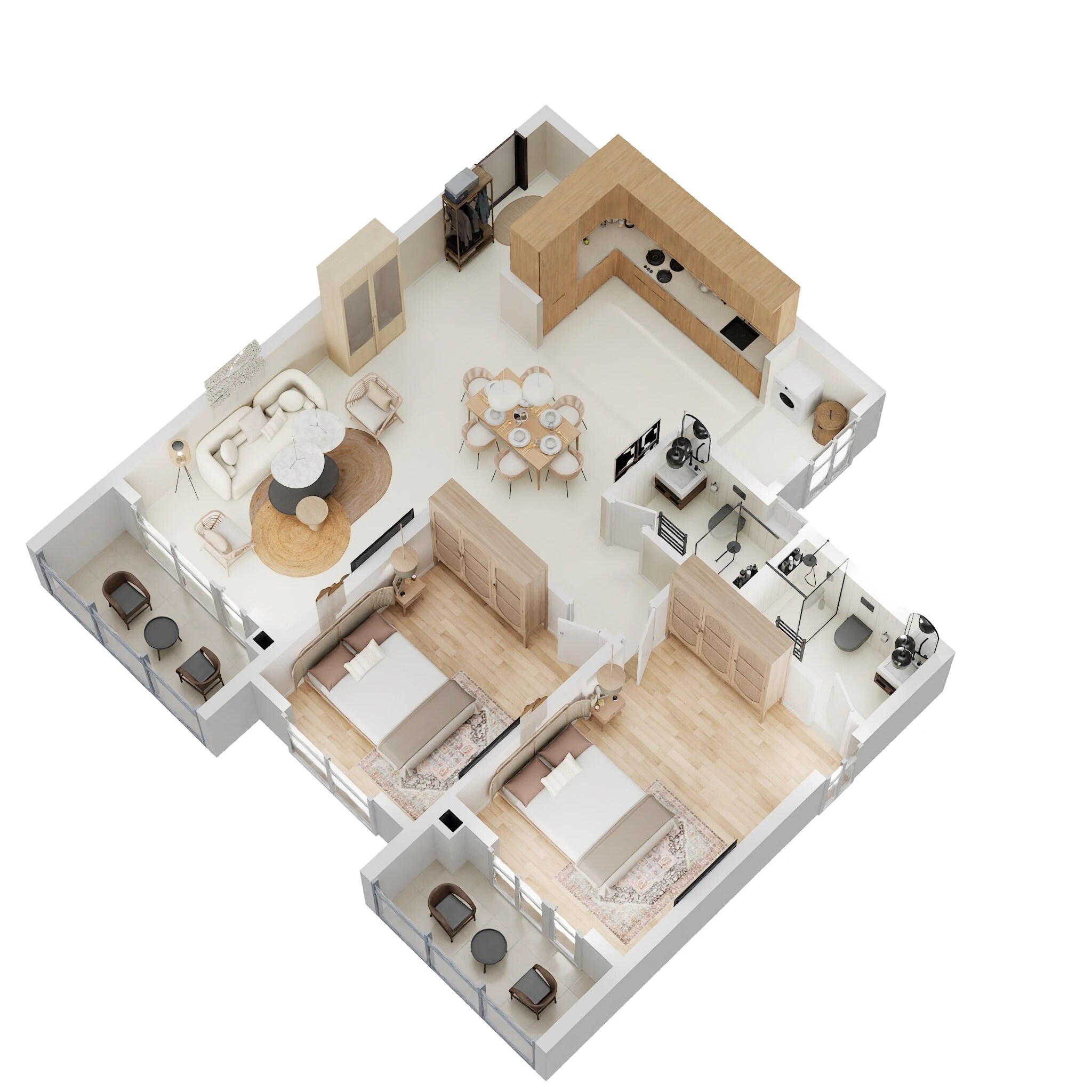 Floor plan of 2 BHK 1330 Sq. Ft. Apartment in Ajmera Iris, Bangalore