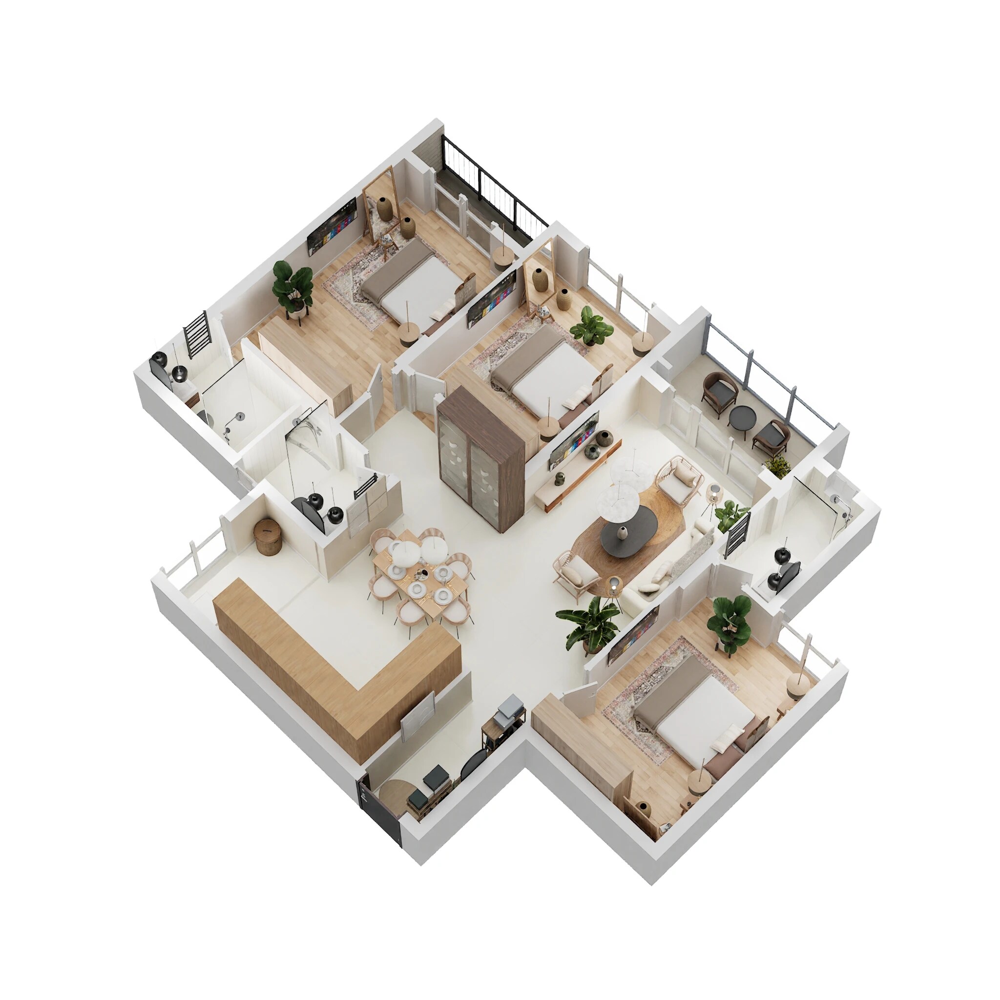 Floor plan of 3 BHK 1445 Sq. Ft. Apartment in Ajmera Iris, Bangalore