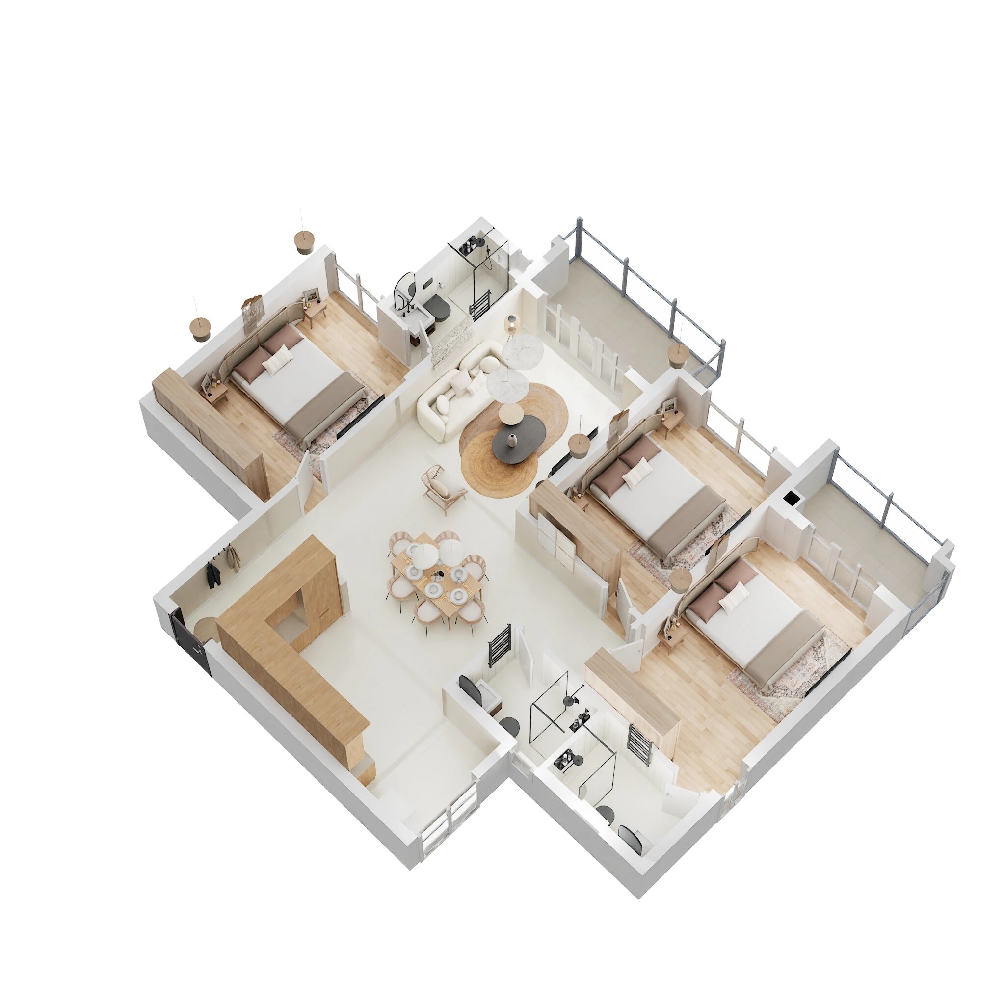Floor plan of 3 BHK 1565 Sq. Ft. Apartment in Ajmera Iris, Bangalore