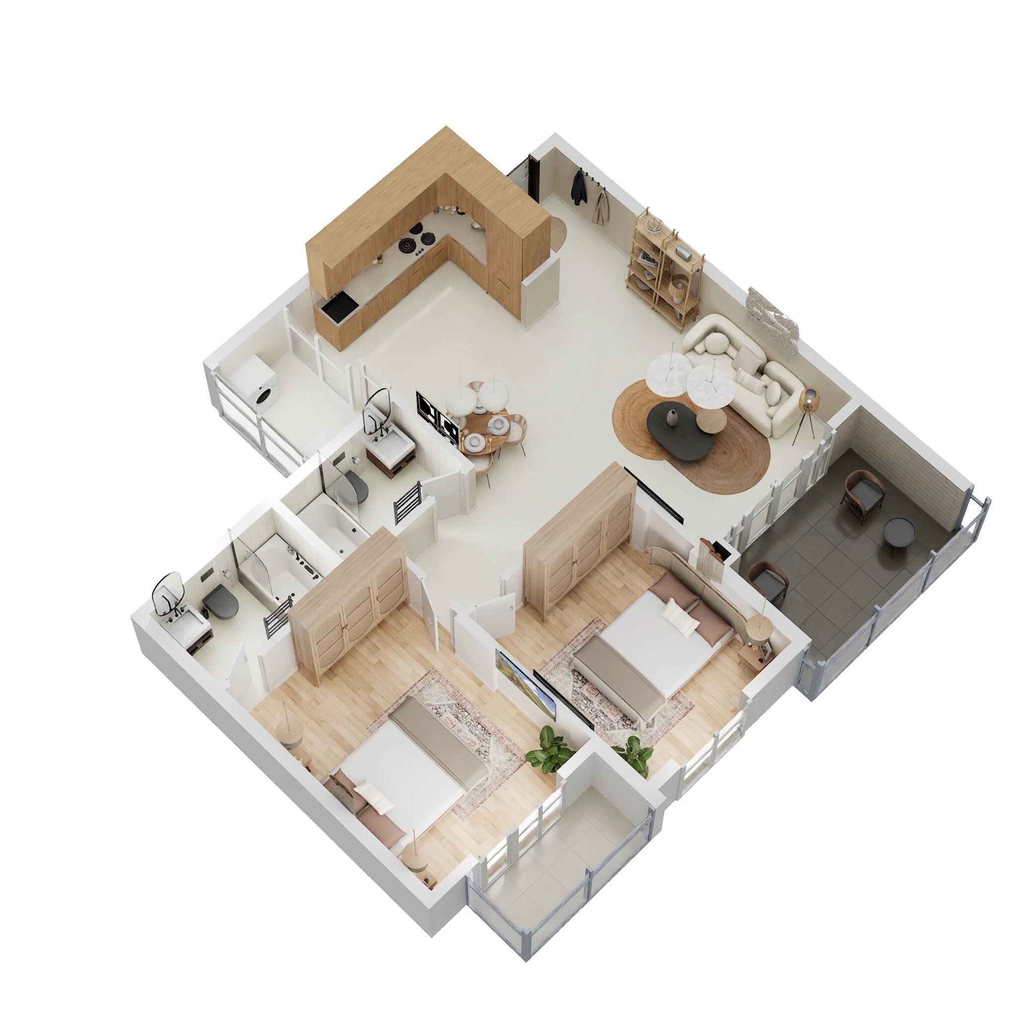 Floor plan of 2 BHK 1008 Sq. Ft. Apartment in Ajmera Lakeside Paradise, Bangalore