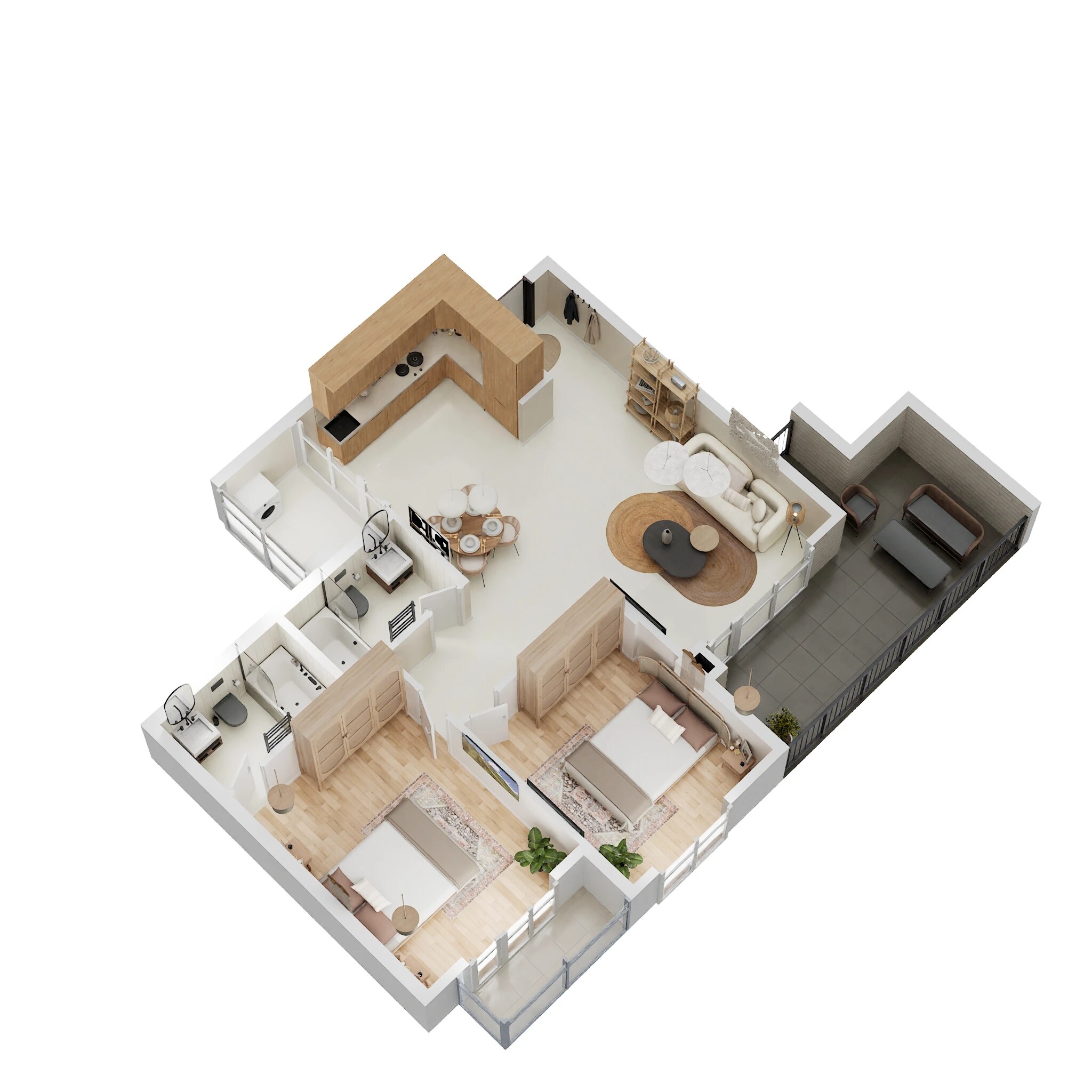Floor plan of 2 BHK 1165 Sq. Ft. Apartment in Ajmera Lakeside Paradise, Bangalore