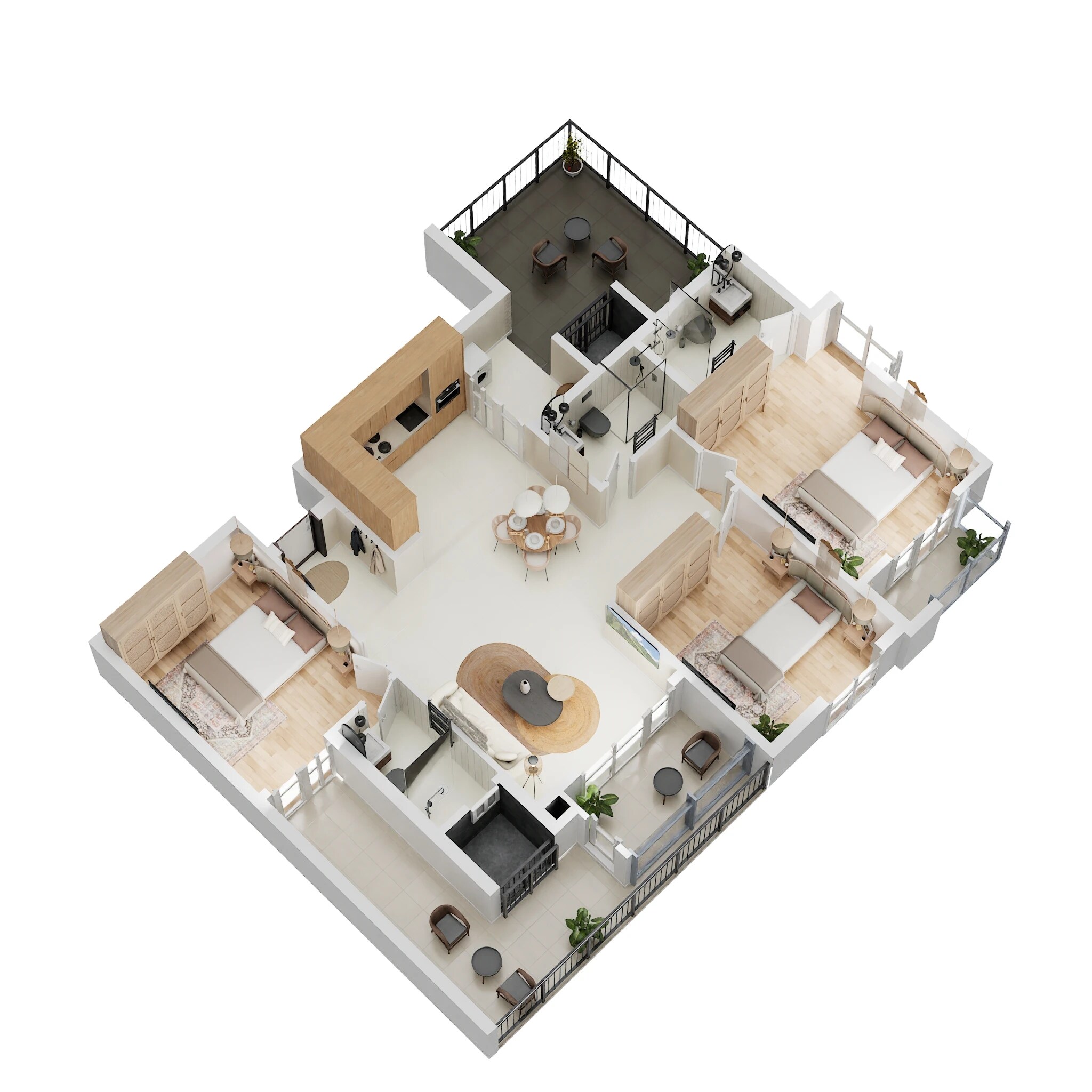 Floor plan of 3 BHK 1400 Sq. Ft. Apartment in Ajmera Lakeside Paradise, Bangalore