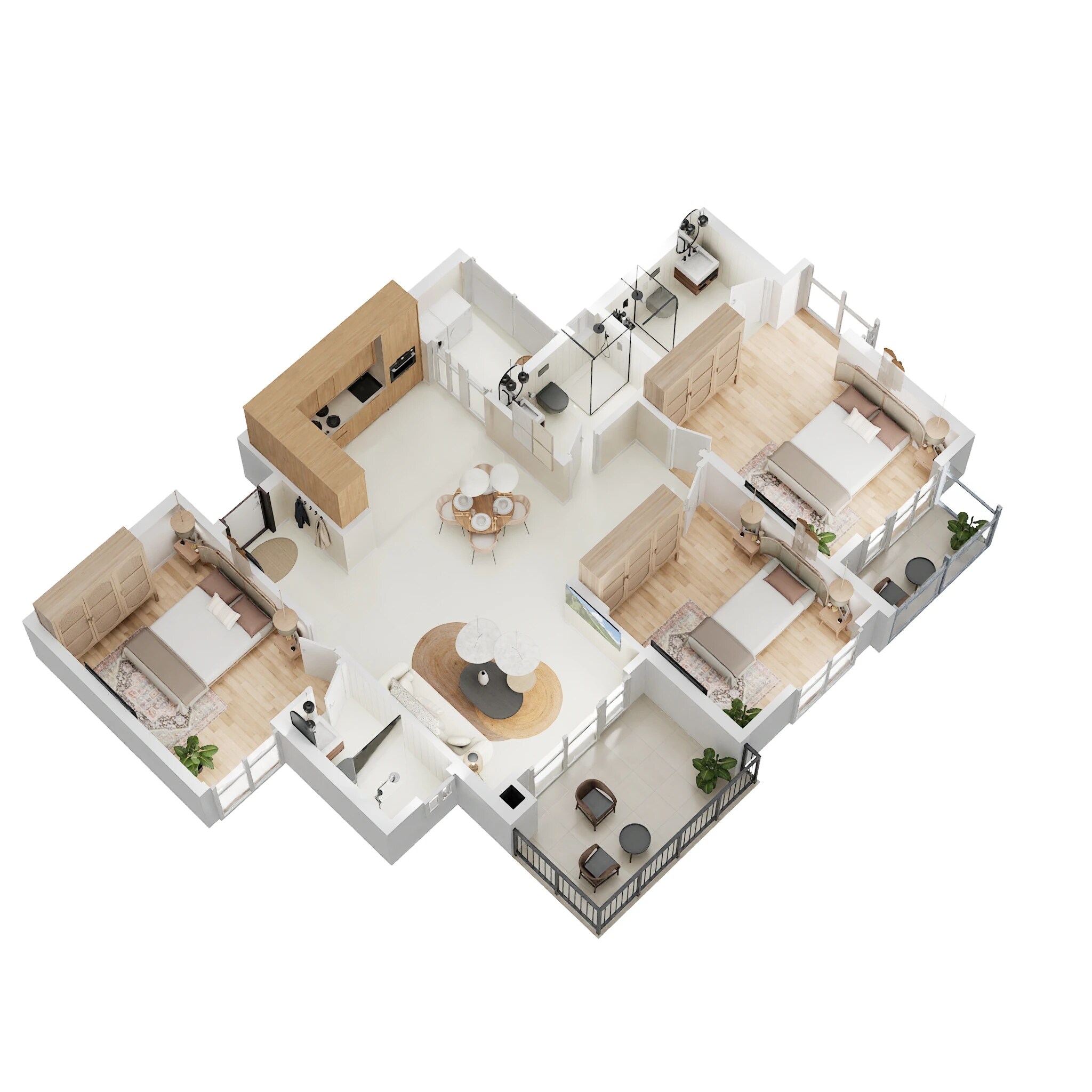Floor plan of 3 BHK 1406 Sq. Ft. Apartment in Ajmera Lakeside Paradise, Bangalore