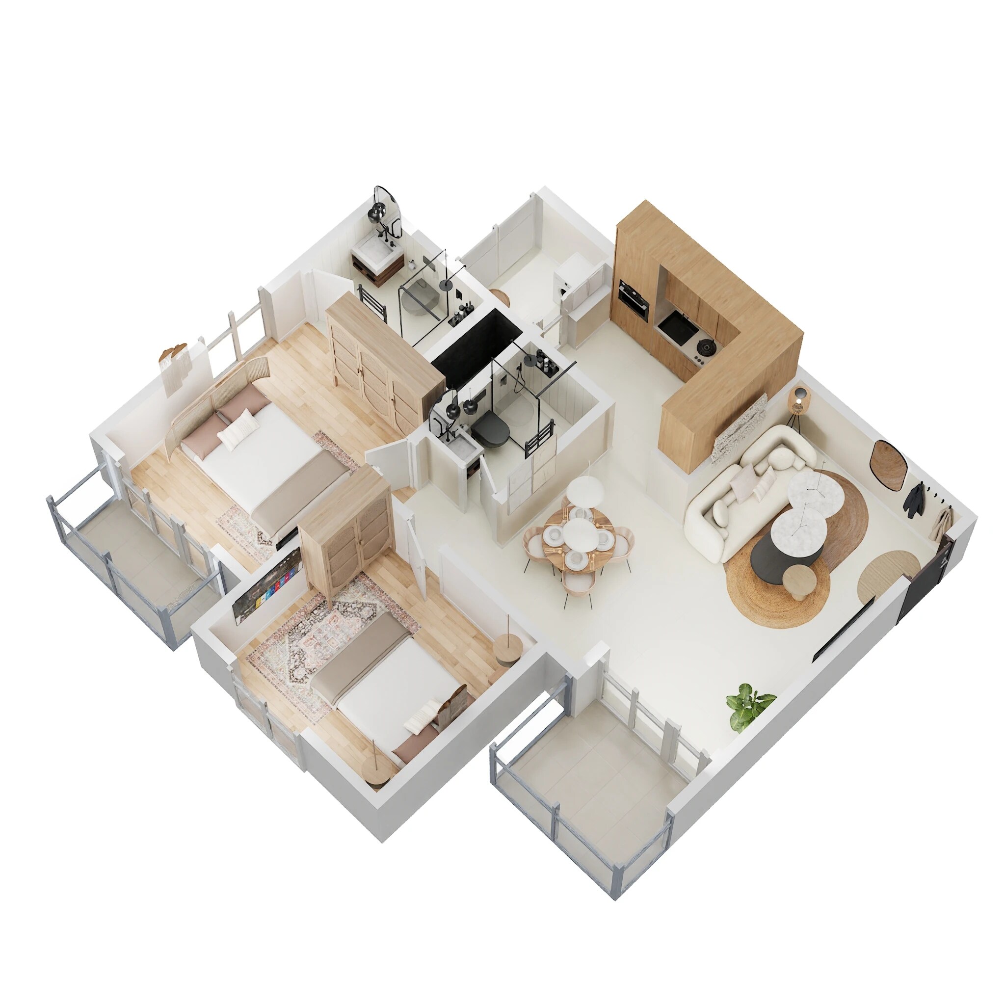 Floor plan of 2 BHK 645 Sq. Ft. Apartment in Ajmera Lugaano, Bangalore