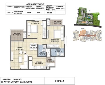  2 BHK Apartment at Ajmera Lugaano, Yelahanka – for Sale