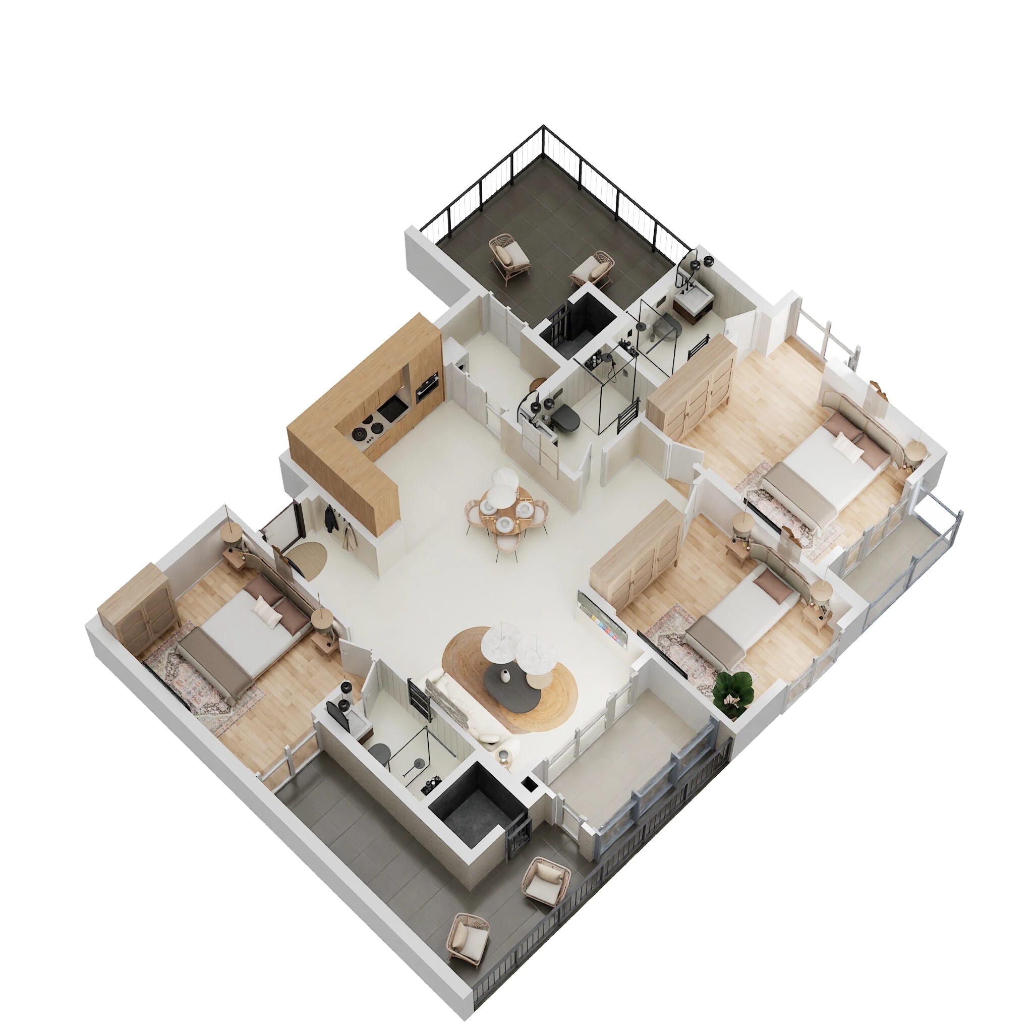 Floor plan of 3 BHK 940 Sq. Ft. Apartment in Ajmera Lugaano, Bangalore