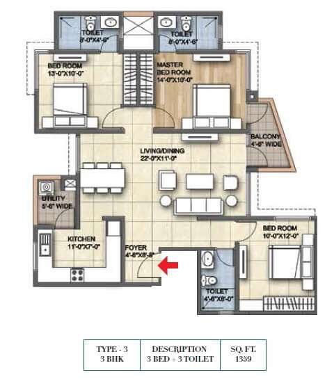 ajmera lugaano apartment 3bhk 1359sqft 1