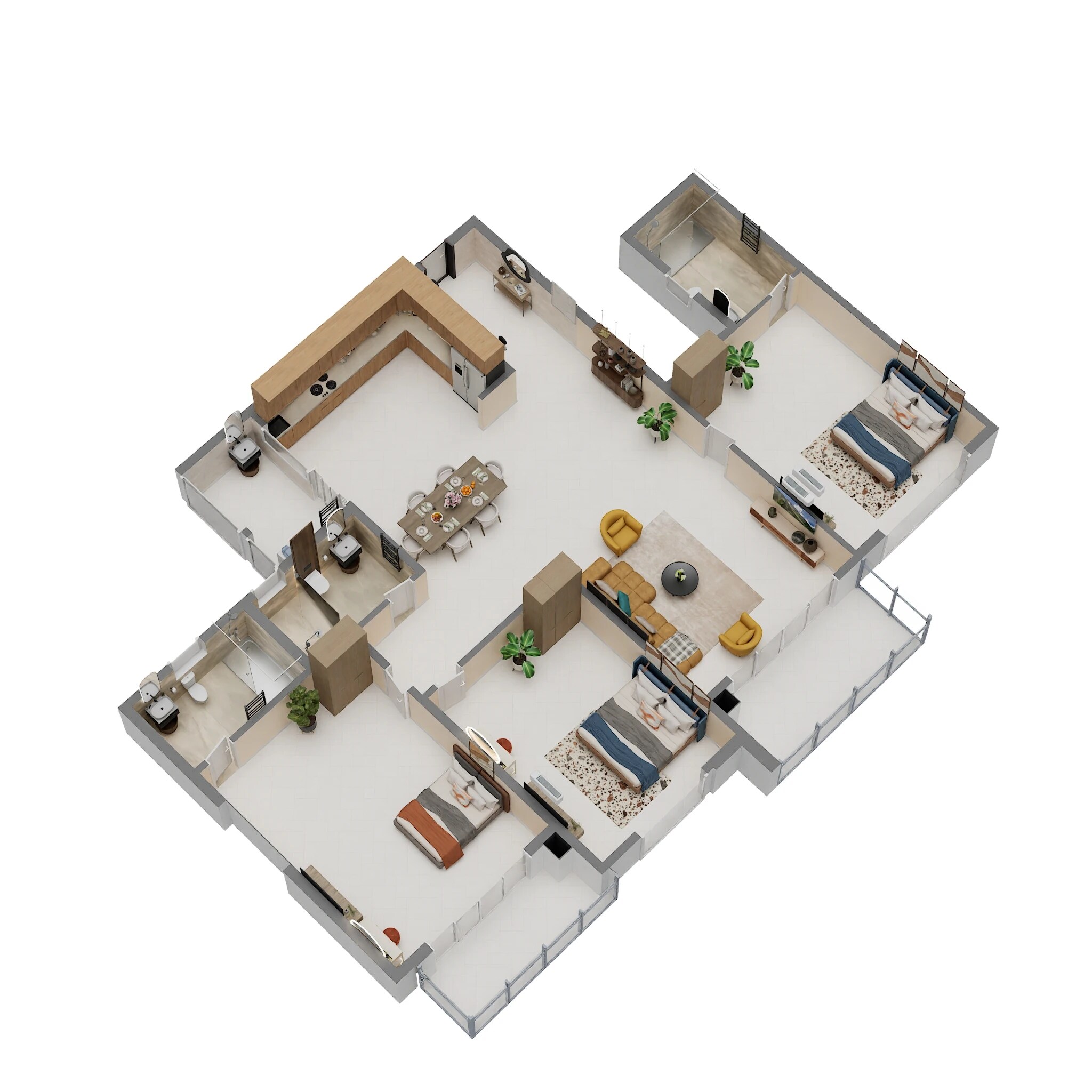 3 BHK 1600 Sq. Ft. Apartment