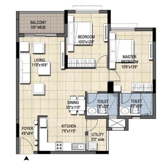 2 BHK Apartment For Rent in Ajmera Nucleus Electronic City Phase ii Bangalore  7992517