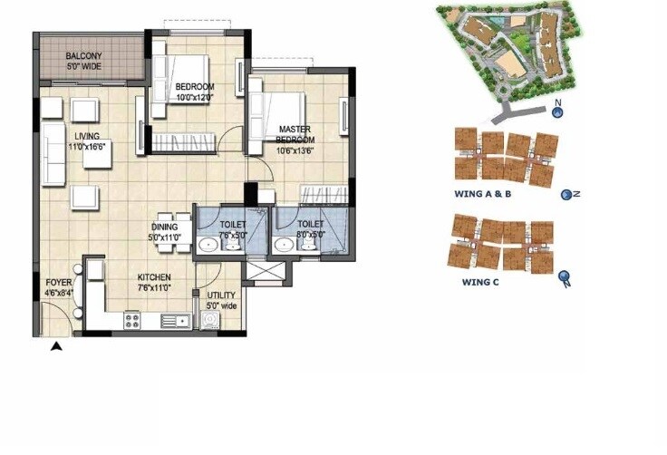 2 BHK 1150 Sq. Ft. Apartment