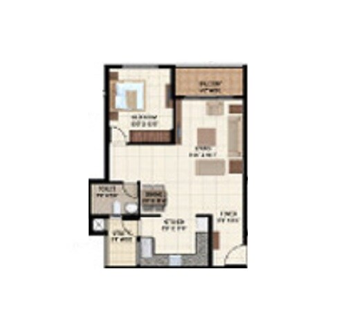 Floor plan of 1 BHK 901 Sq. Ft. Apartment in Ajmera Stone Park, Bangalore