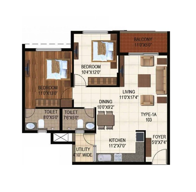 Other, ajmera-stone-park 2 Bedroom 1075 Sq.Ft. Apartment In Electronic City Phase I Bangalore 8685127