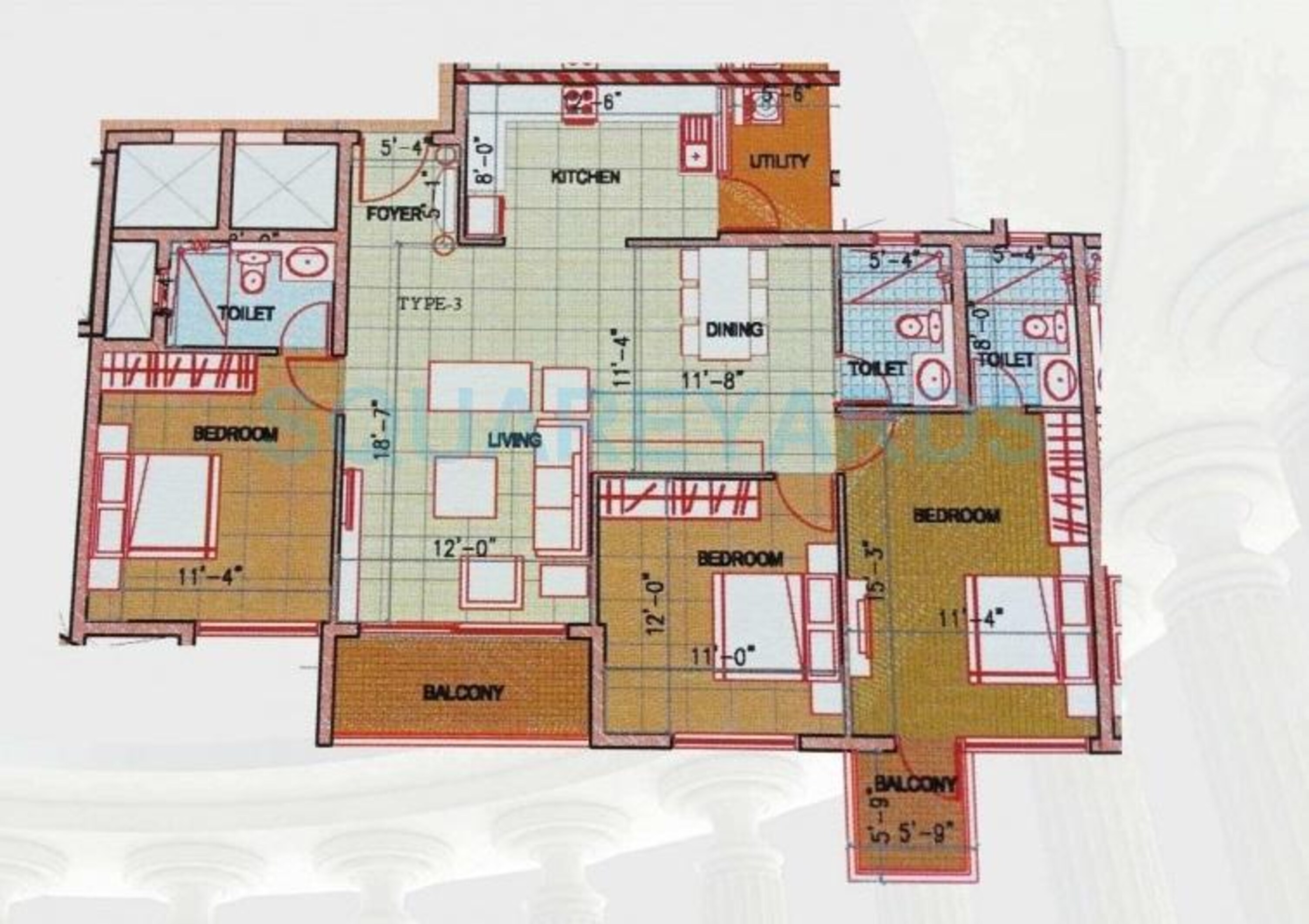 ajmera stone park apartment 3bhk 1550sqft1