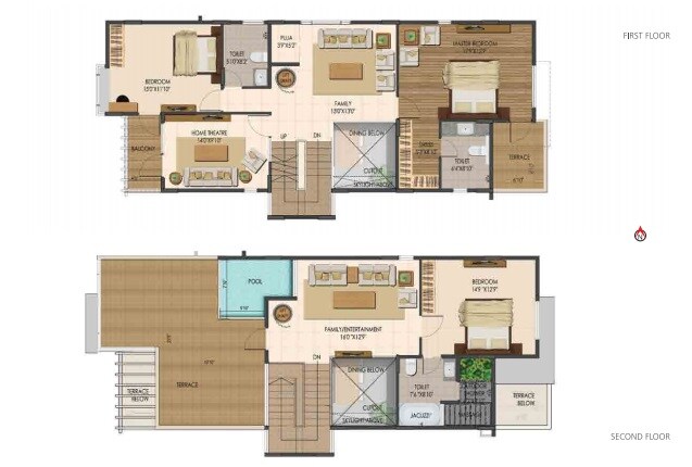 Floor plan of 4 BHK 2734 Sq. Ft. Villa in Ajmera Villows, Bangalore