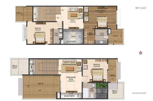 Floor plan of 4 BHK 3218 Sq. Ft. Villa in Ajmera Villows, Bangalore
