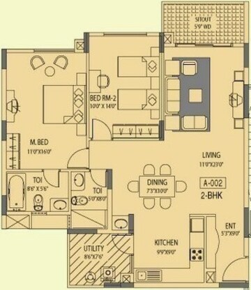  2 BHK Apartment at Akme Ballet, Doddanekundi – for Rent