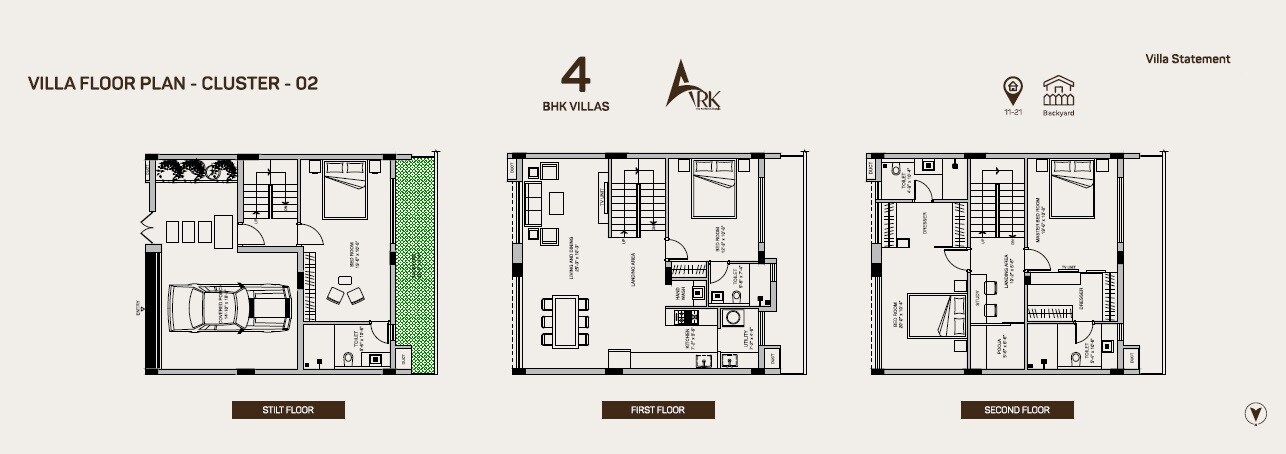 Floor plan of 4 BHK 3850 Sq. Ft. Villa in Akruti Ark, Bangalore
