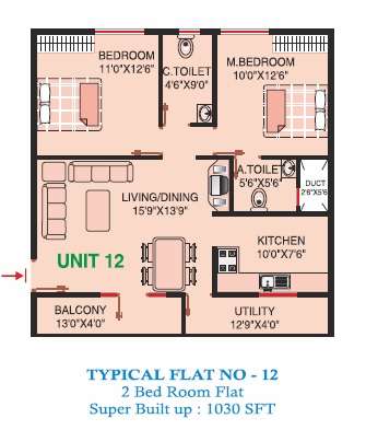 2 BHK 1030 Sq. Ft. Apartment in Akul Residency