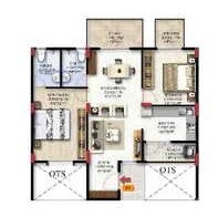 Floor plan of 2 BHK 1150 Sq. Ft. Apartment in Al Zassz Bliss, Bangalore
