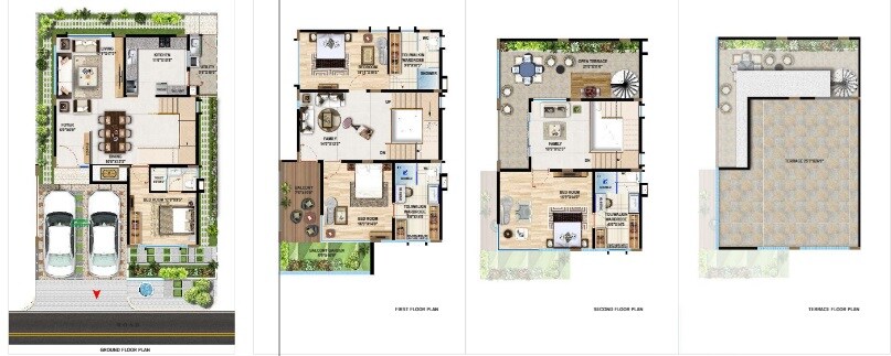 Floor plan of 4 BHK 2500 Sq. Ft. Villa in Allure One, Bangalore