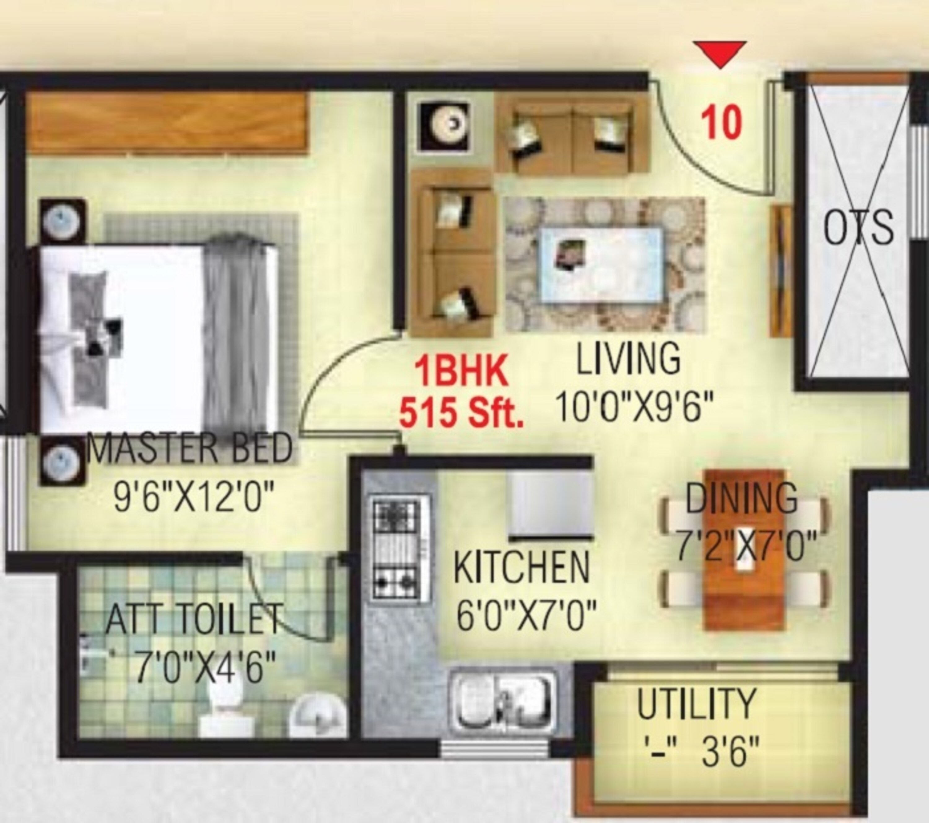 1 BHK 515 Sq. Ft. Apartment in Ambiant Asset Homes