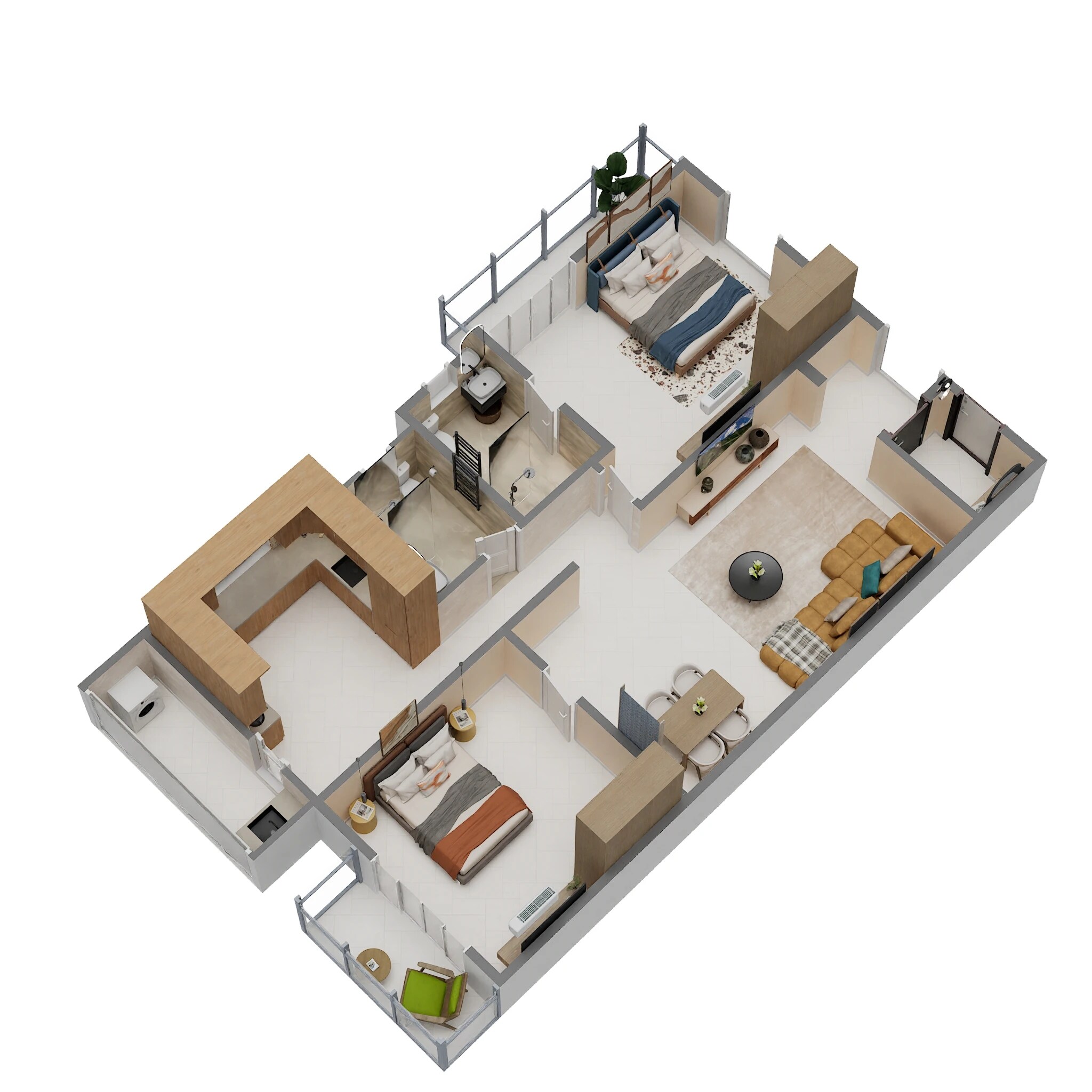 Floor plan of 2 BHK 1396 Sq. Ft. Apartment in Amigo Alfresco, Bangalore
