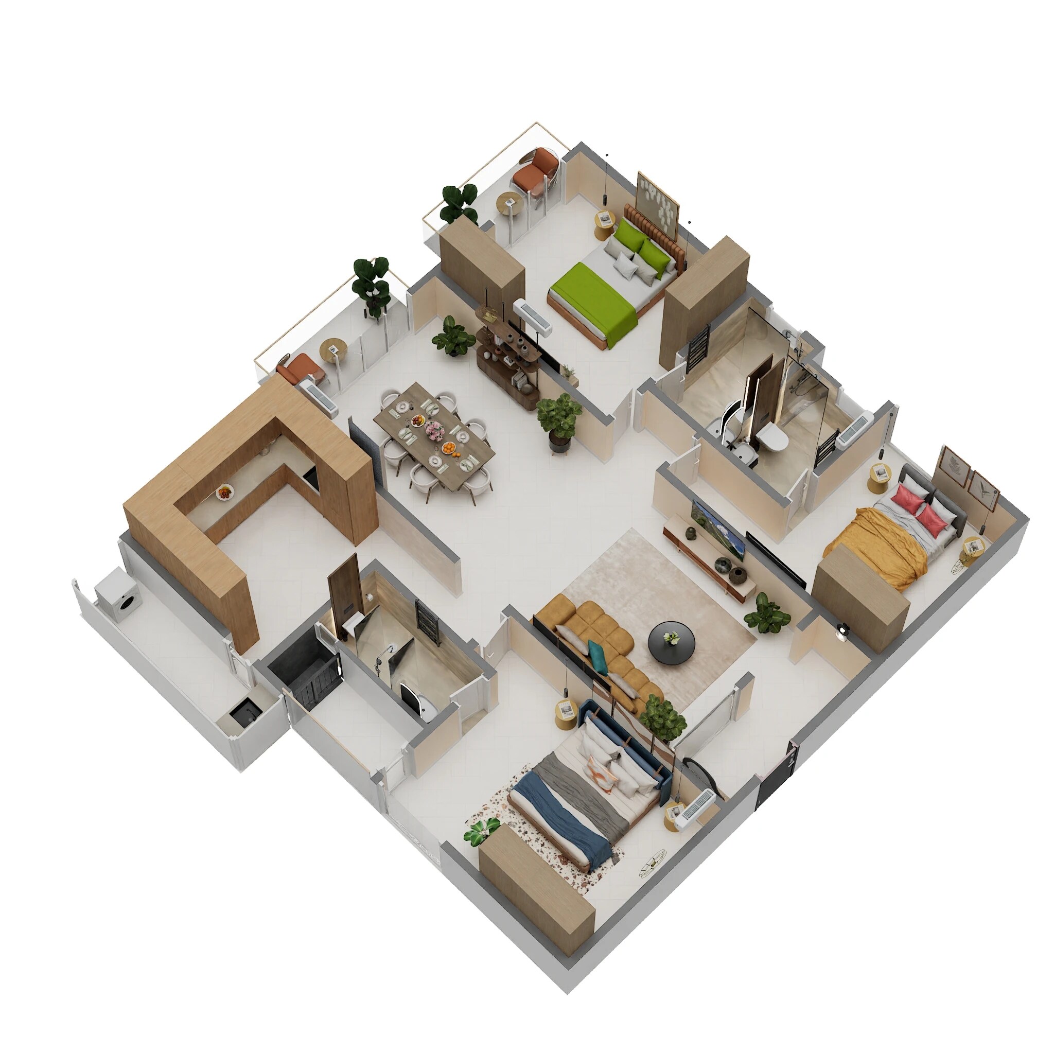 Floor plan of 3 BHK 1867 Sq. Ft. Apartment in Amigo Alfresco, Bangalore