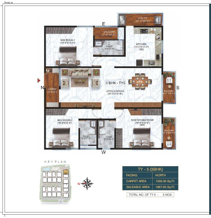 3 BHK 1867 Sq. Ft. Apartment