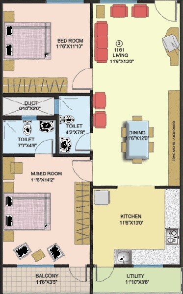 2 BHK 1161 Sq. Ft. Apartment