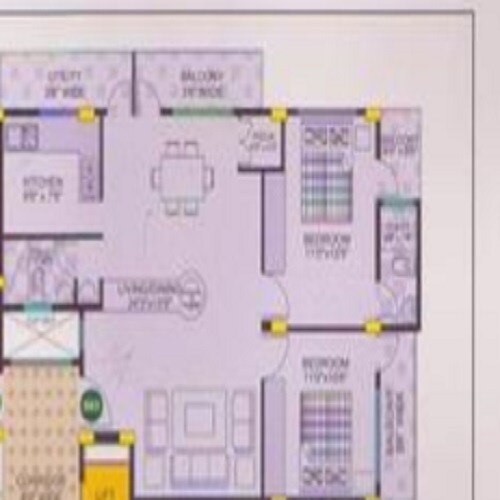 Floor plan of 2 BHK 1104 Sq. Ft. Apartment in Amma Srirama Residency, Bangalore