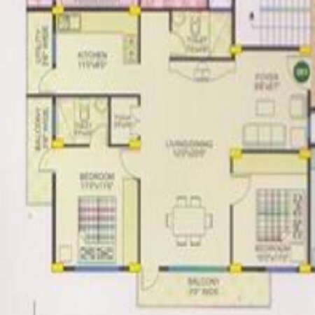 Floor plan of 2 BHK 1175 Sq. Ft. Apartment in Amma Srirama Residency, Bangalore