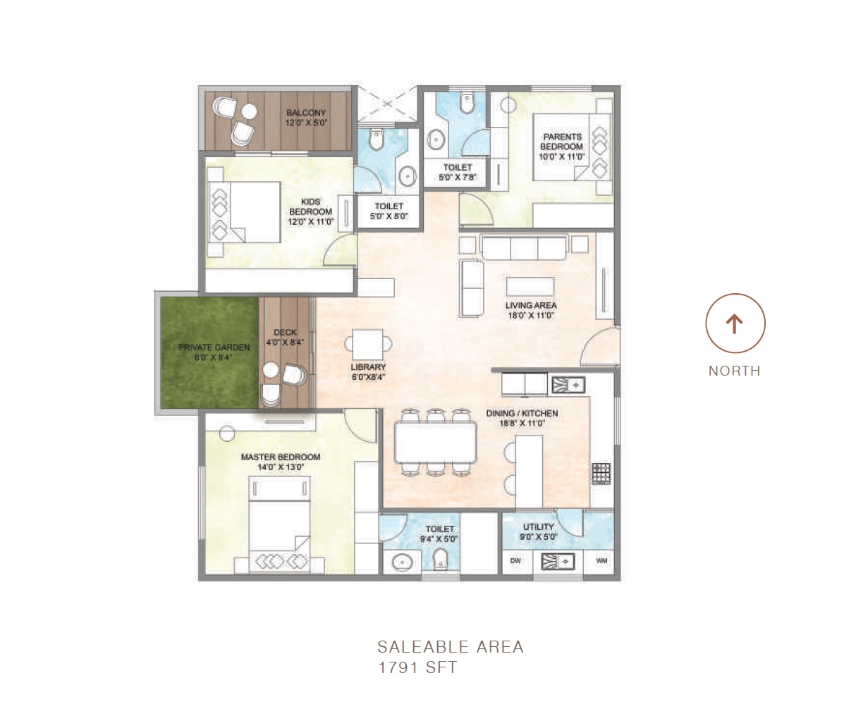 3 BHK 1791 Sq. Ft. Apartment in Amogaya Adorit