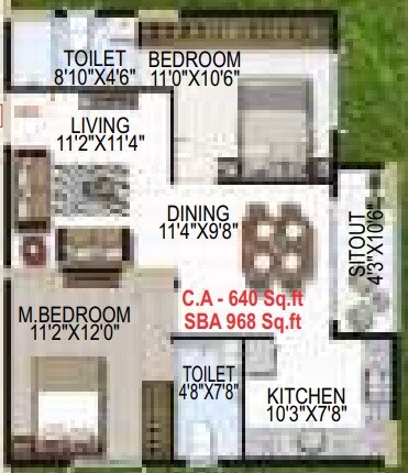 2 BHK 1006 Sq. Ft. Apartment