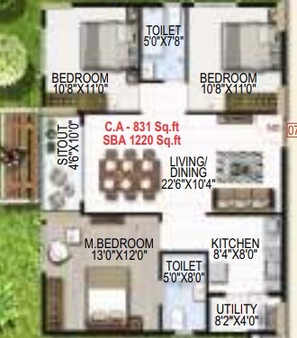 3 BHK 1466 Sq. Ft. Apartment