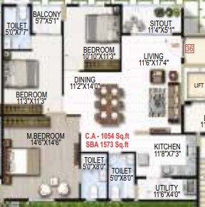 3 BHK 1636 Sq. Ft. Apartment
