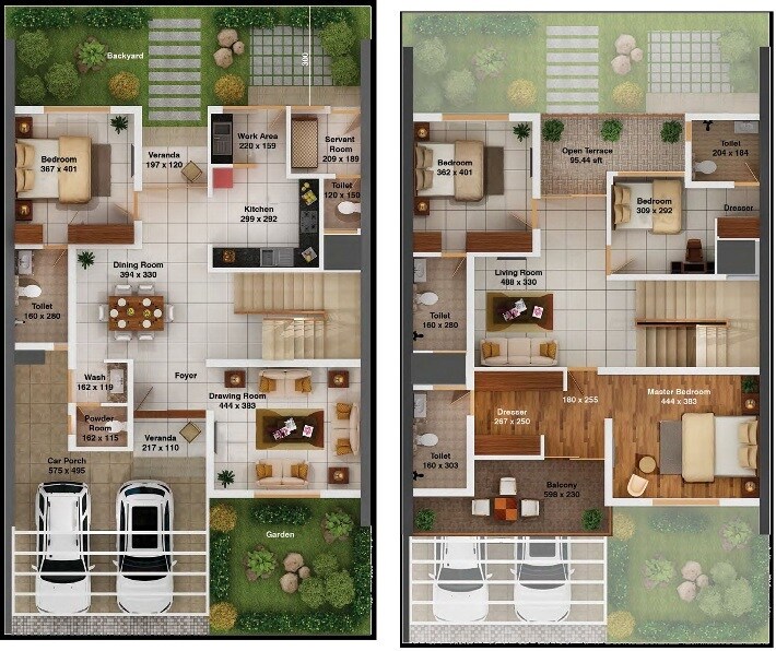 Floor plan of 4 BHK 3190 Sq. Ft. Villa in Amulya Valais, Bangalore